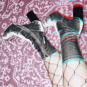 velvet heeled boots